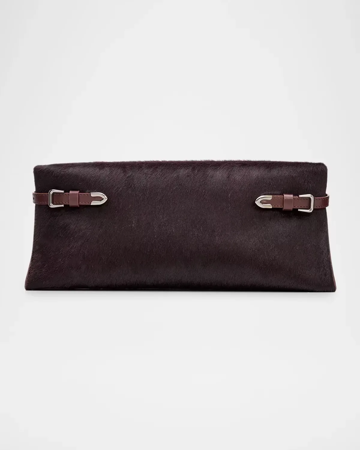 Leather-Trim Calf Hair Clutch Bag by Brunello Cucinelli