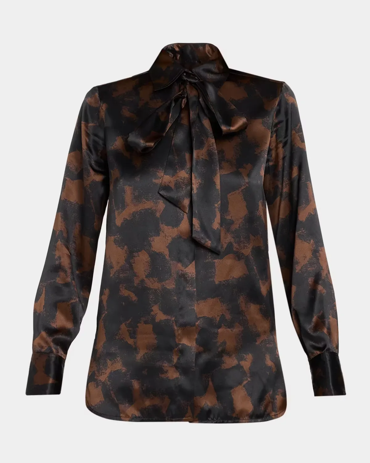 Abstract-Print Silk Button-Down Shirt with Detachable Neck-Tie by Kiton