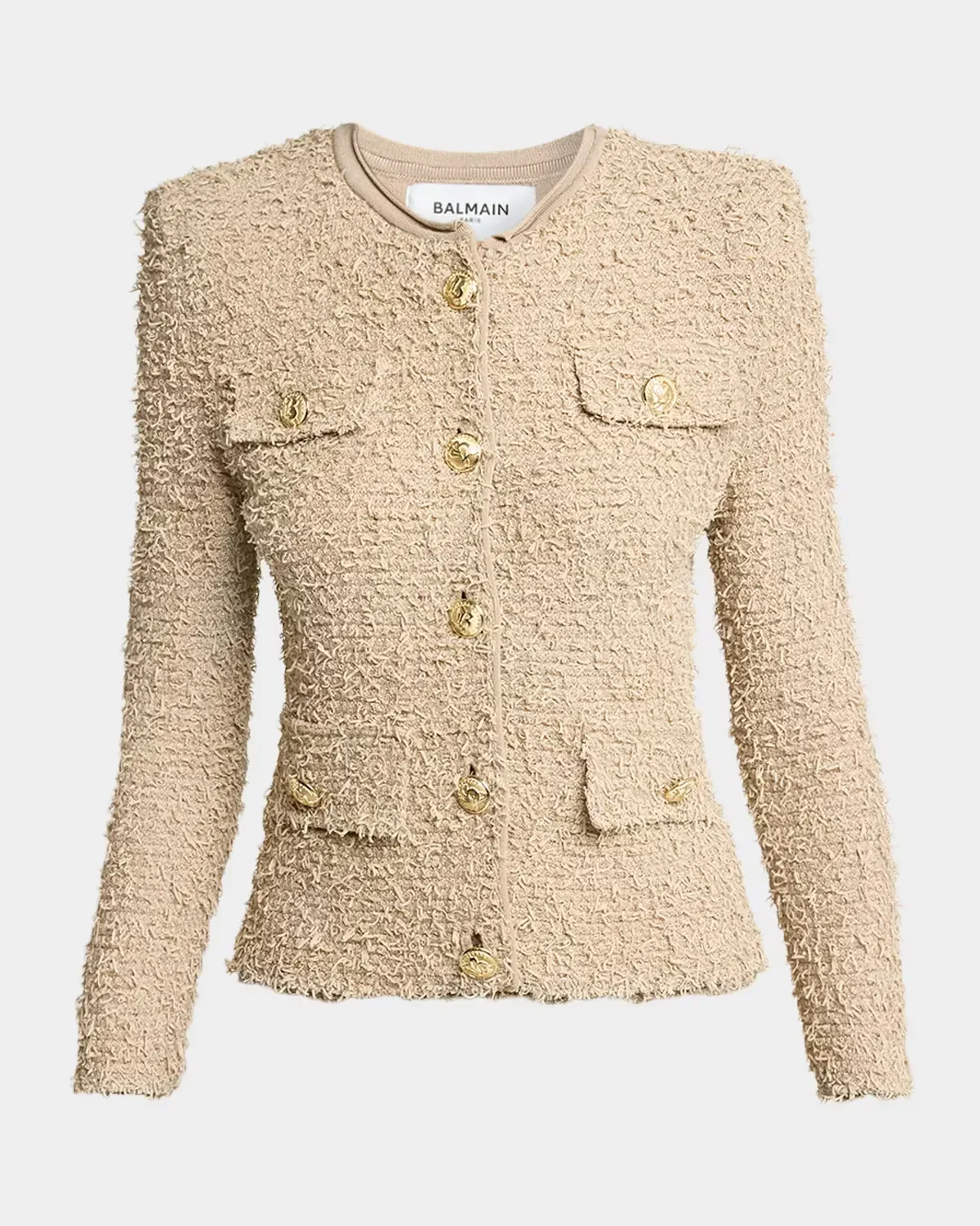 Fringed Tweed Single-Breasted Lady Jacket by Balmain