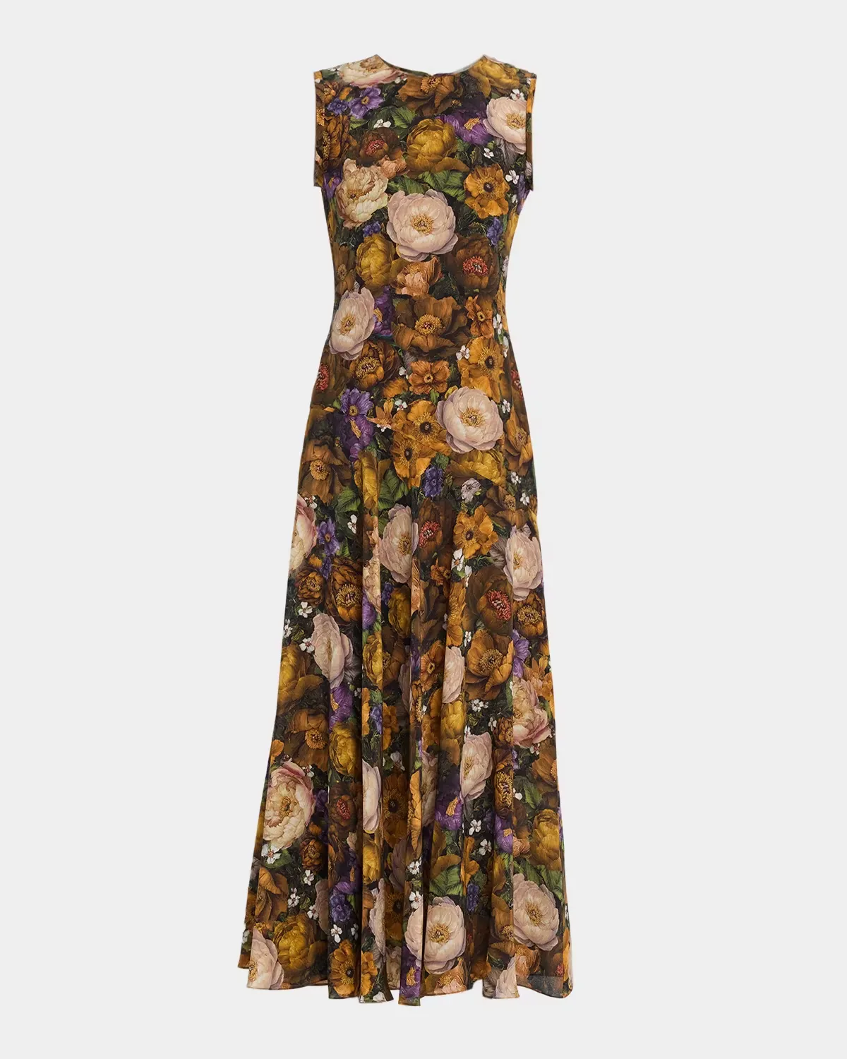 Gwenyth Floral Silk Sleeveless Drop-Waist Midi Dress by Adam Lippes