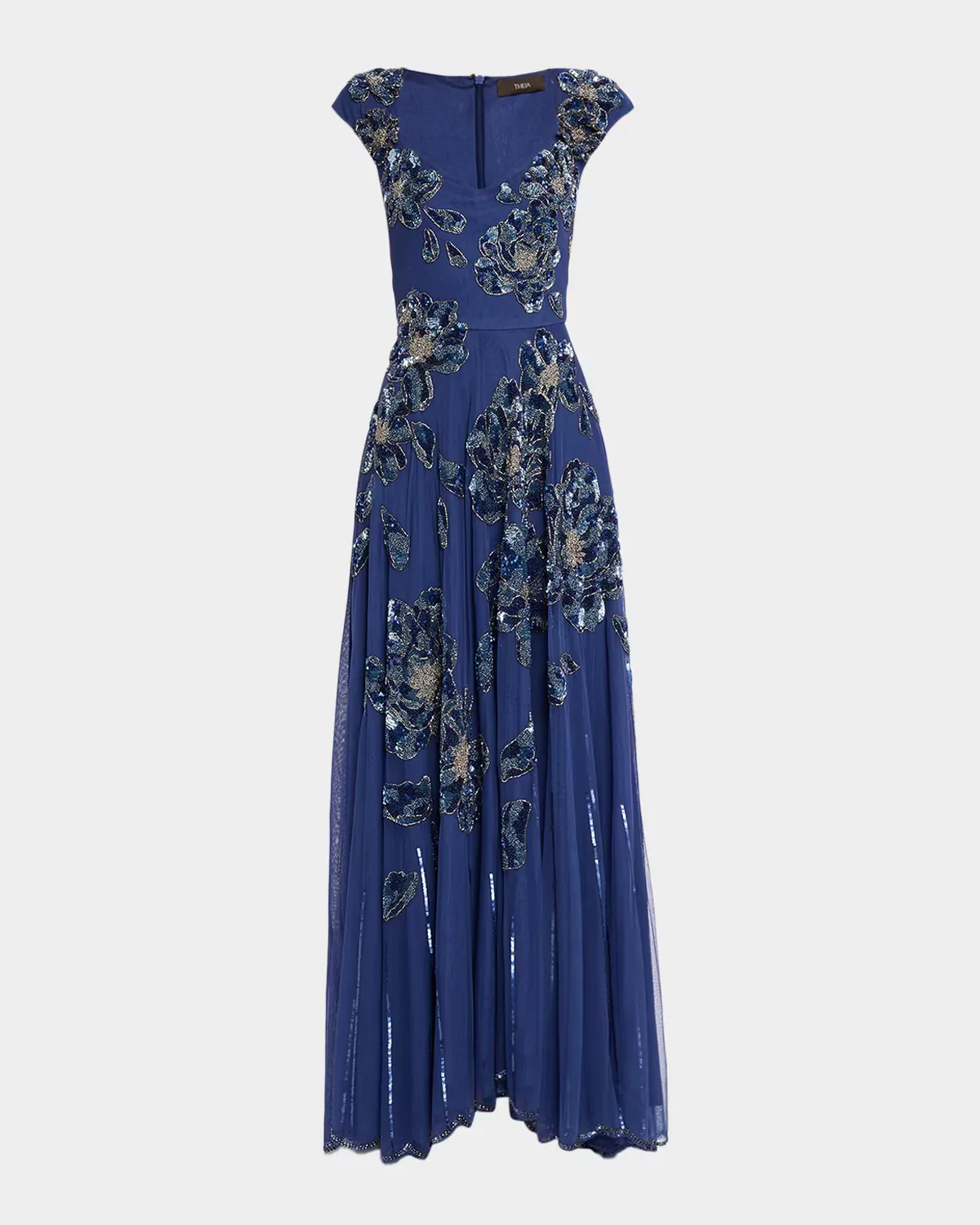Alexis Sequin Floral Applique Tulle Gown by Theia