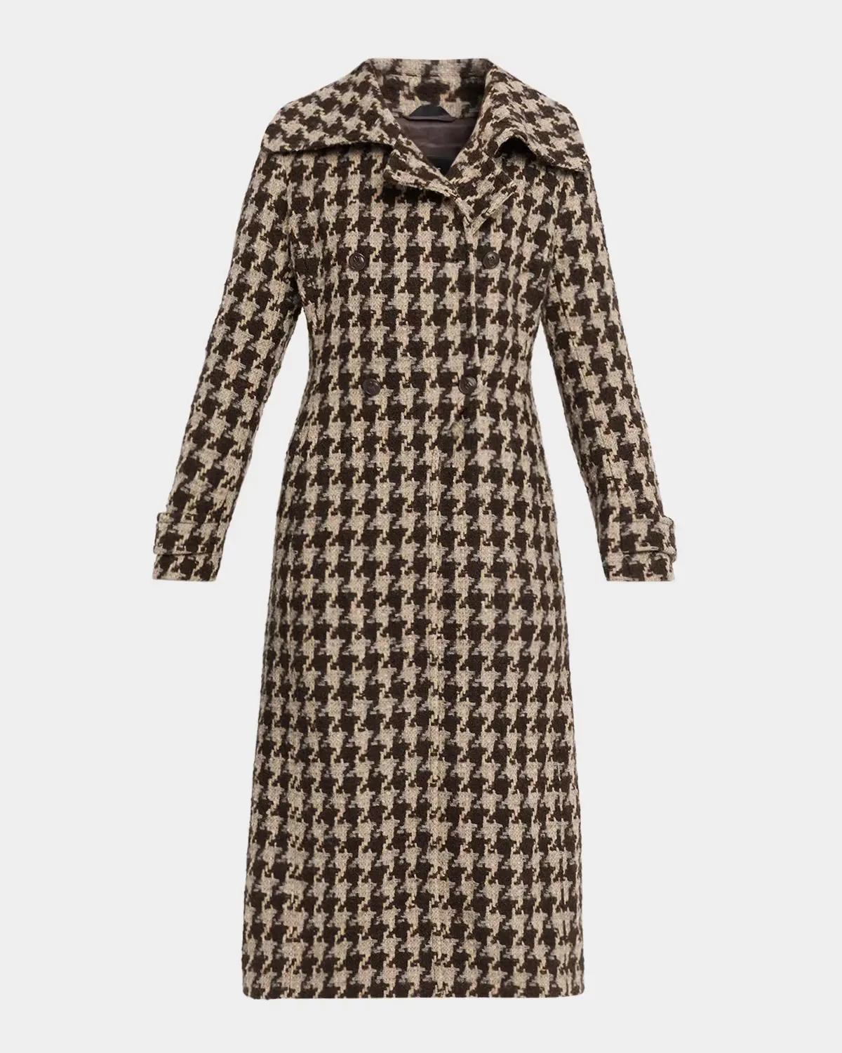 Elodie Houndstooth Patterned Wool Coat