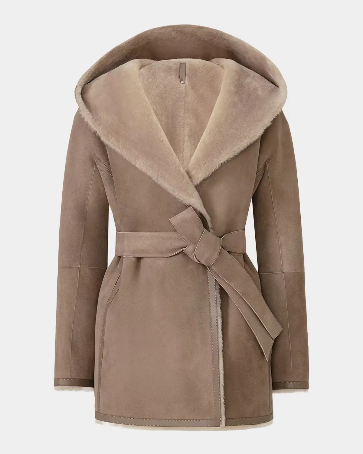 Valencia Suede and Shearling Reversible Wrap Coat by Mackage