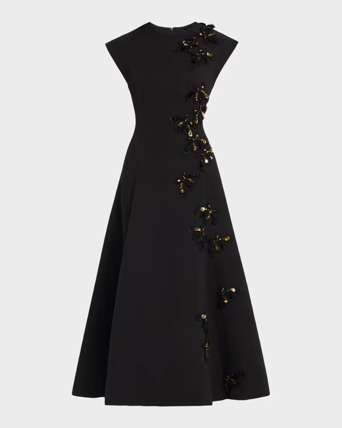 Floral Embellished Cady Cap-Sleeve Midi Dress by Bibhu Mohapatra