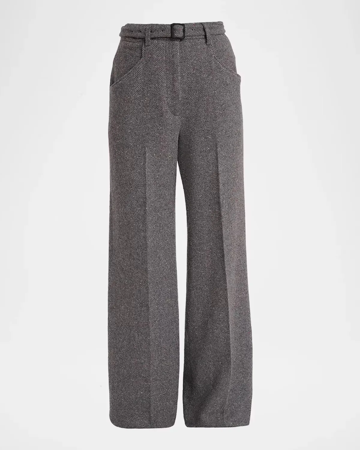 Norman Herringbone Belted Straight-Leg Pants by Gabriela Hearst
