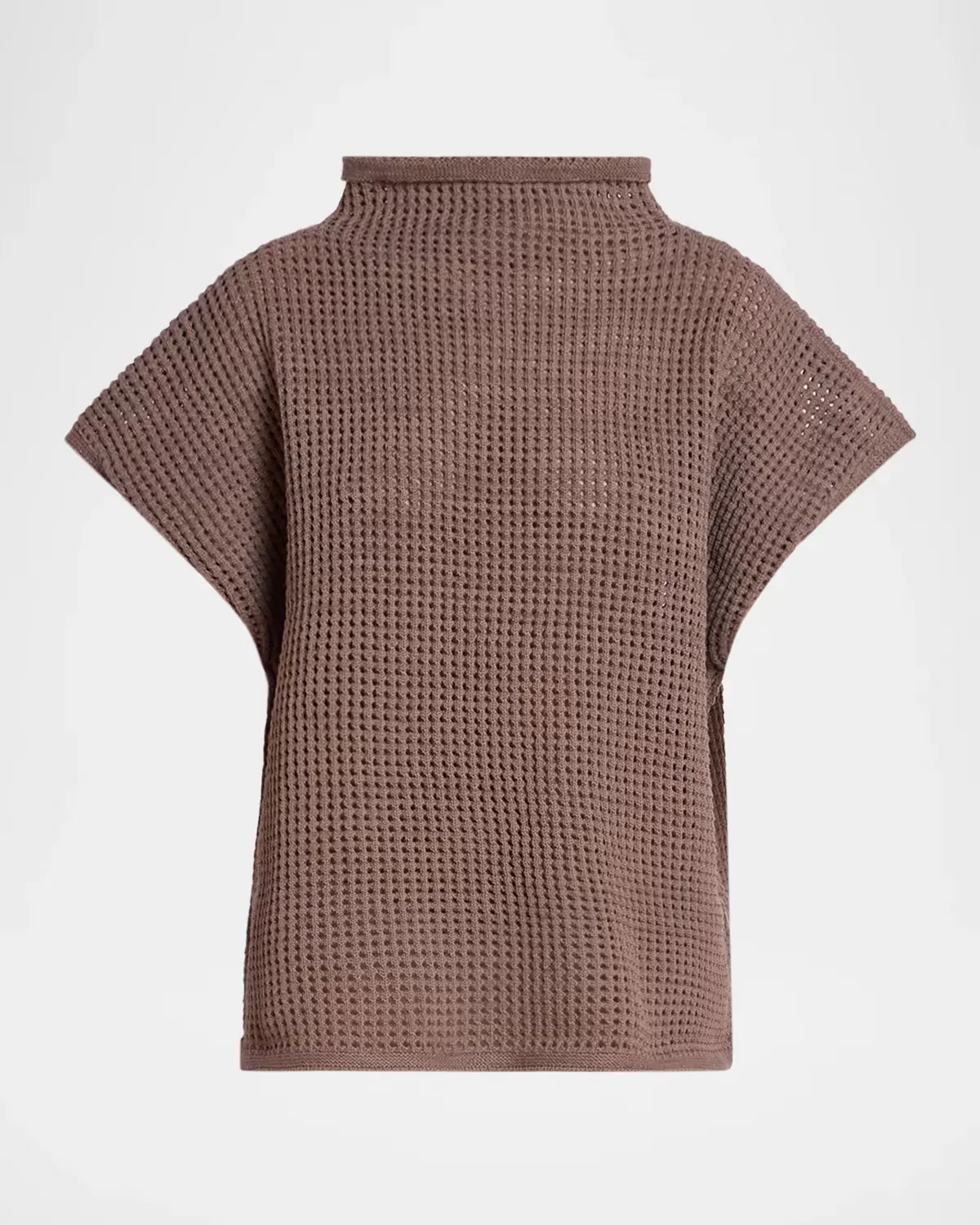 Funnel-Neck Dot Open Knit Short-Sleeve Top by Issey Miyake