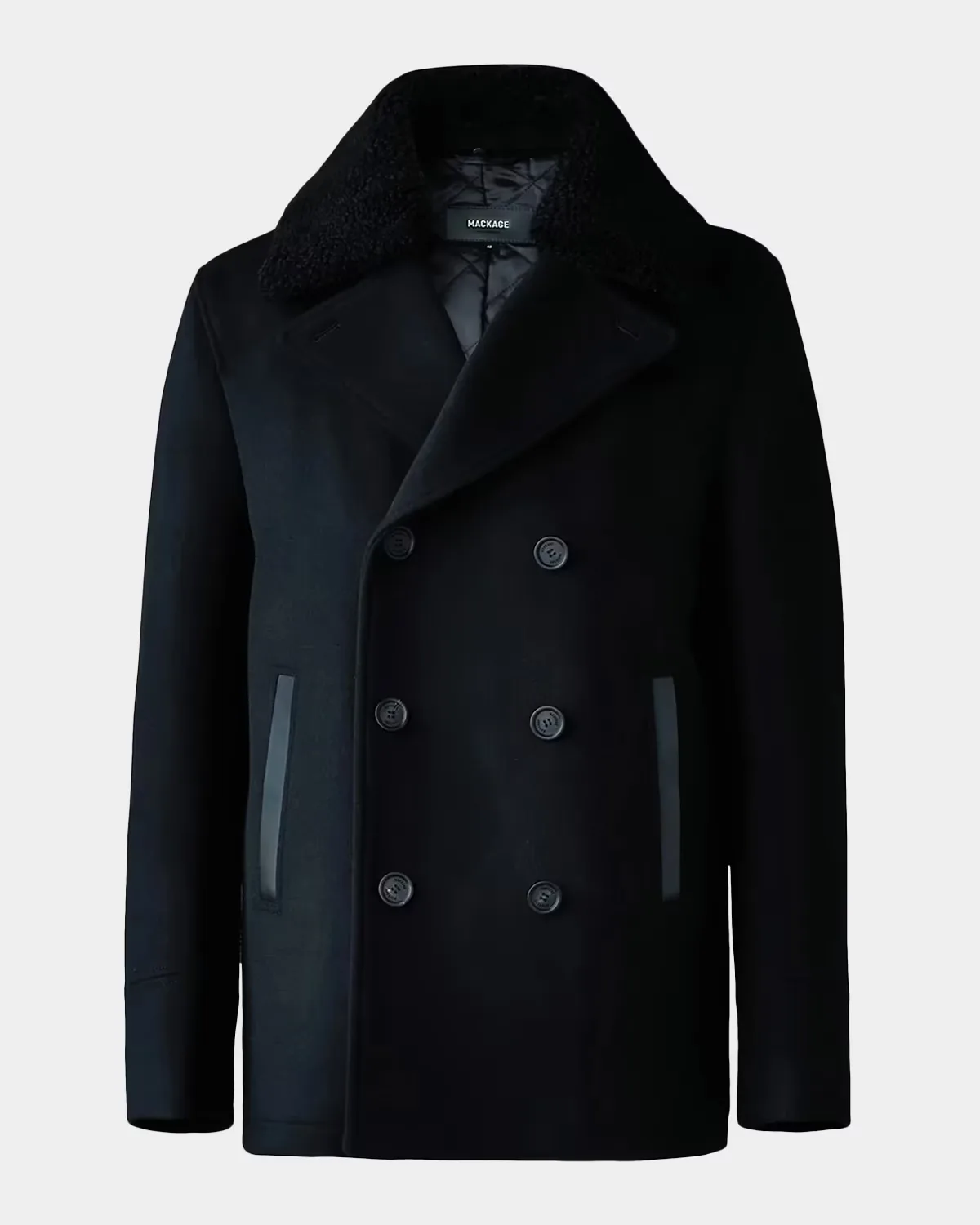 Cole Wool Double-Breasted Jacket with Shearling Collar by Mackage