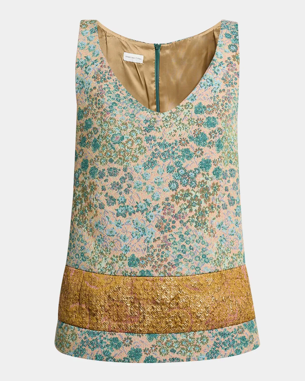 V-Neck Floral Jacquard Sleeveless Top by Dries Van Noten
