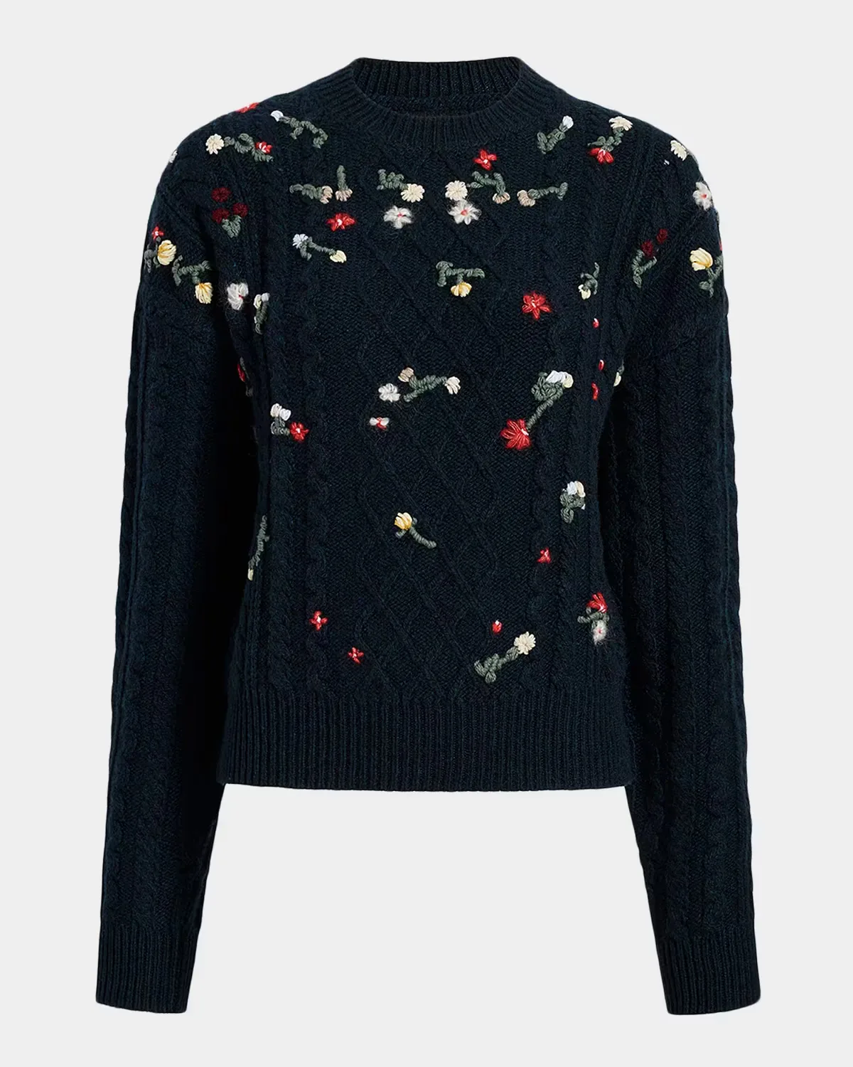 Elias Floral-Embroidered Cashmere Sweater by Khaite