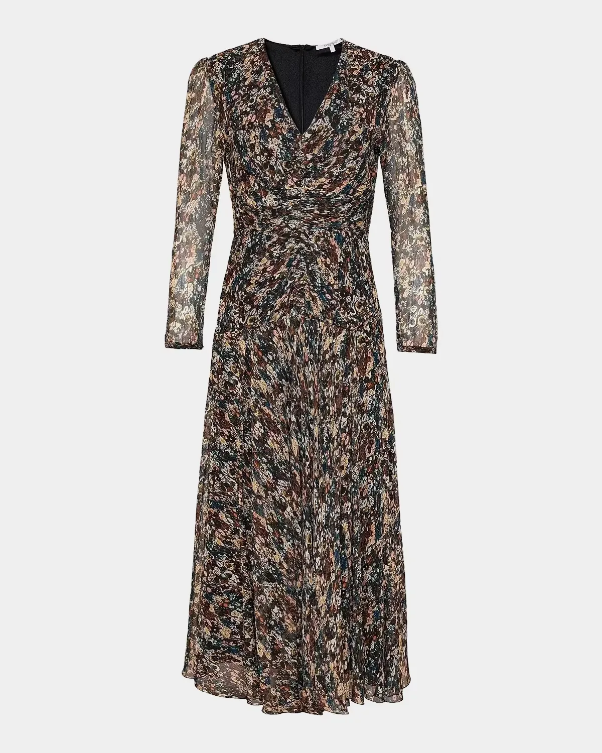Ruched Abstract-Print Midi Dress by Santorelli