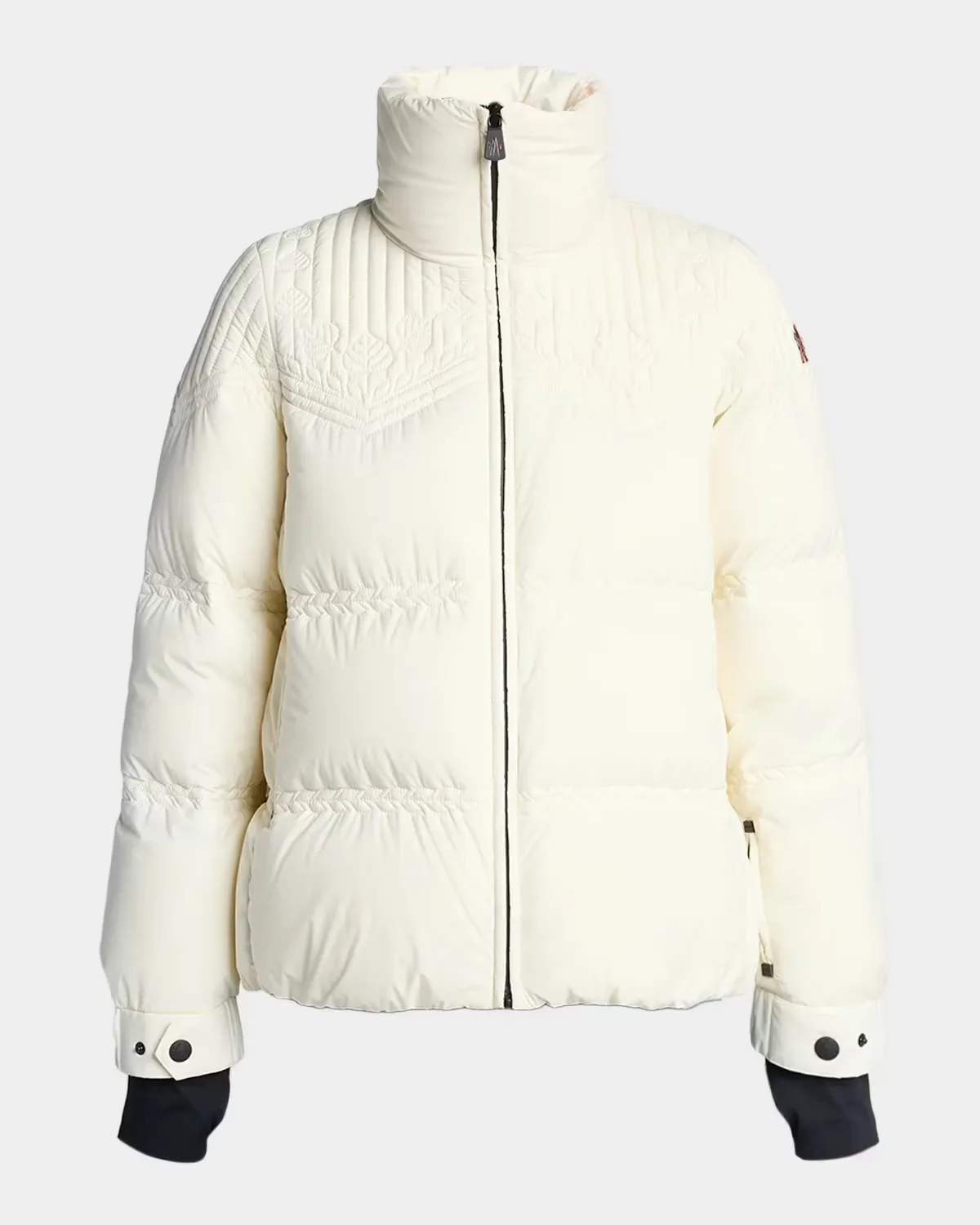 Anglins Leaf Embroidered Hooded Insulated Ski Jacket