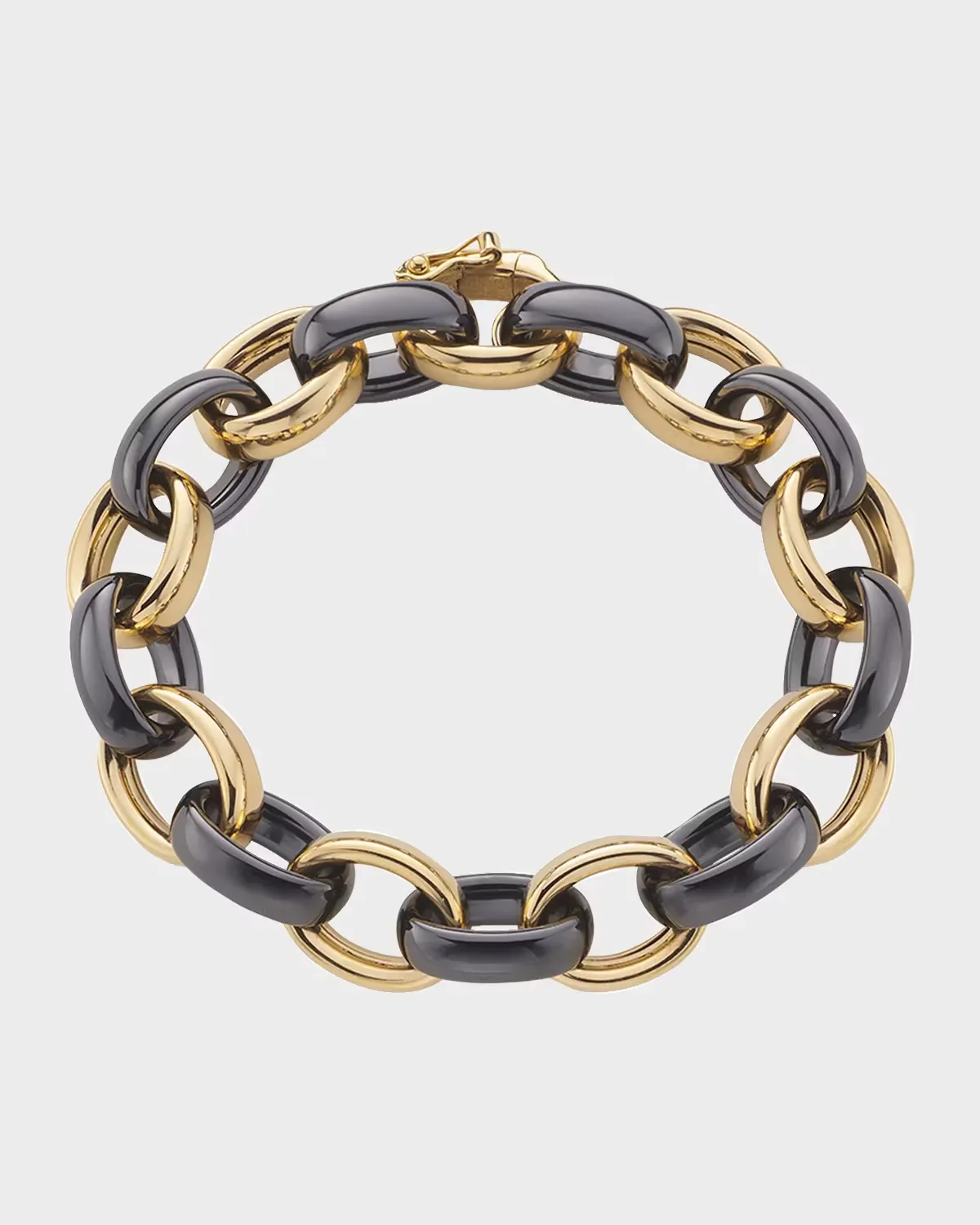 Yellow Gold Extra-Large Black Ceramic Link Bracelet by Monica Rich Kosann