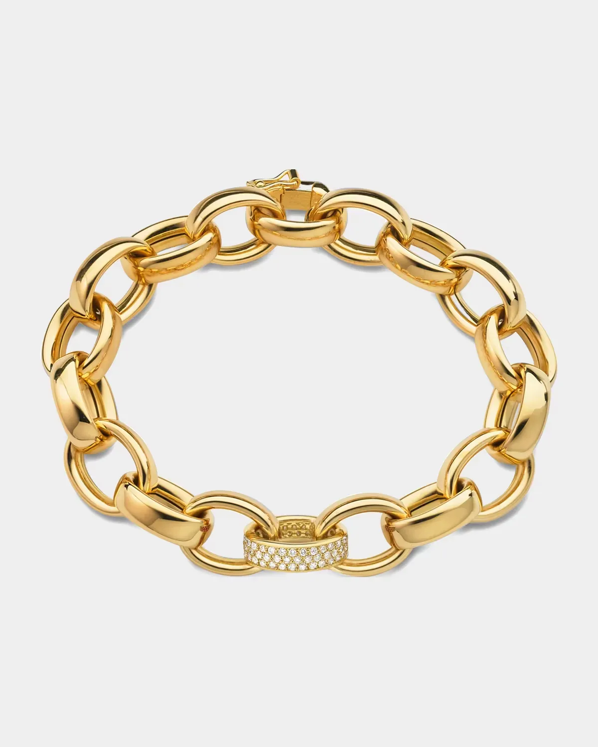 18K Yellow Gold Marilyn XL Ultra Bracelet with Diamond Pave Link by Monica Rich Kosann