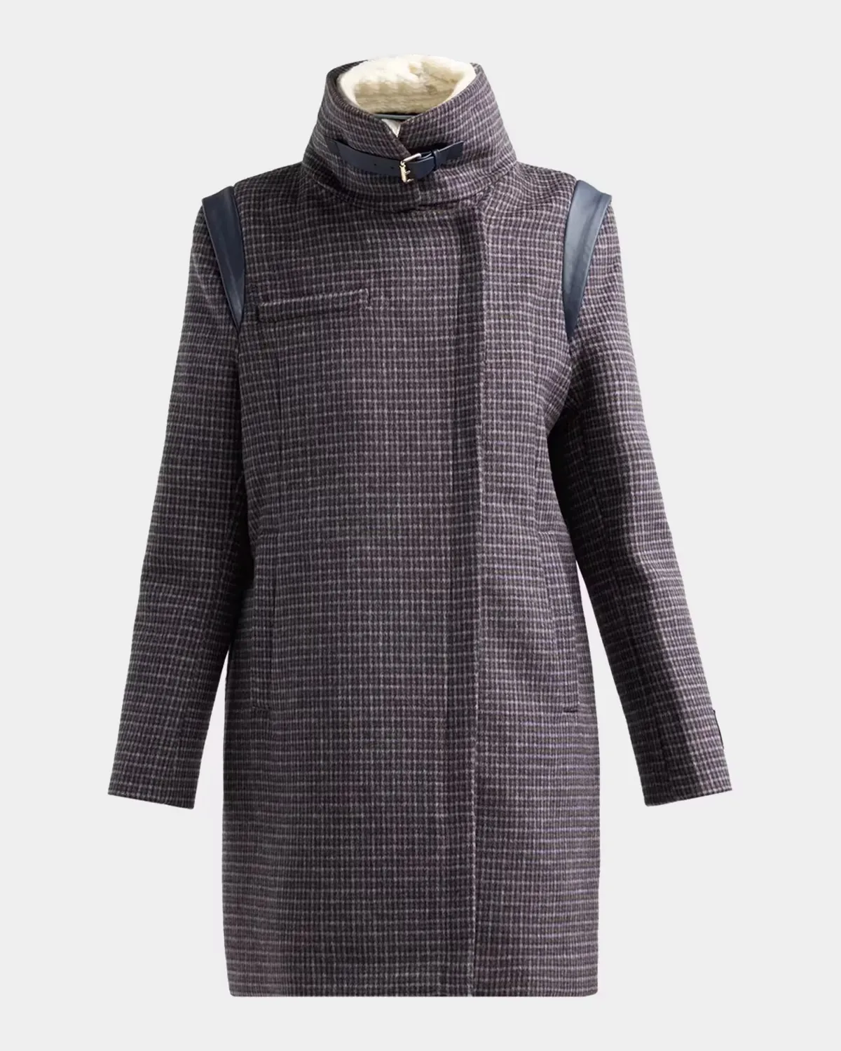 Kiana-MC Mini-Check Wool Moto Coat by Soia & Kyo