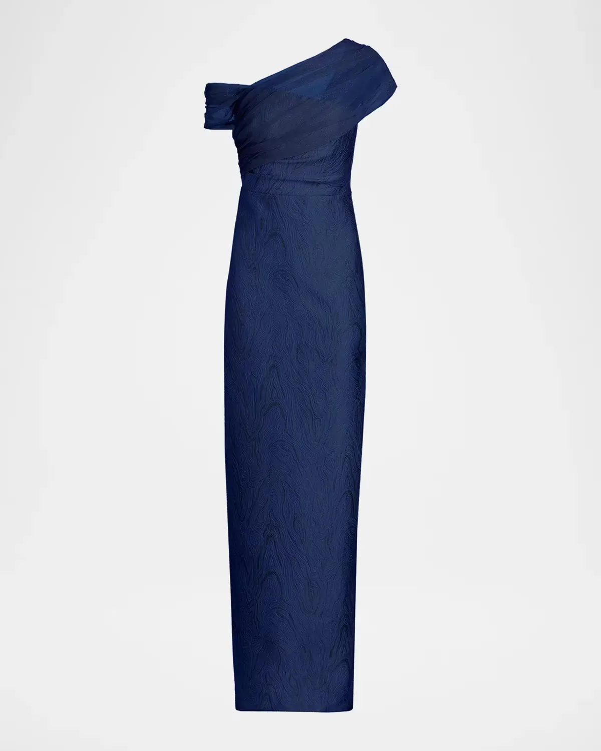 Zara One-Shoulder Metallic Jacquard Column Gown