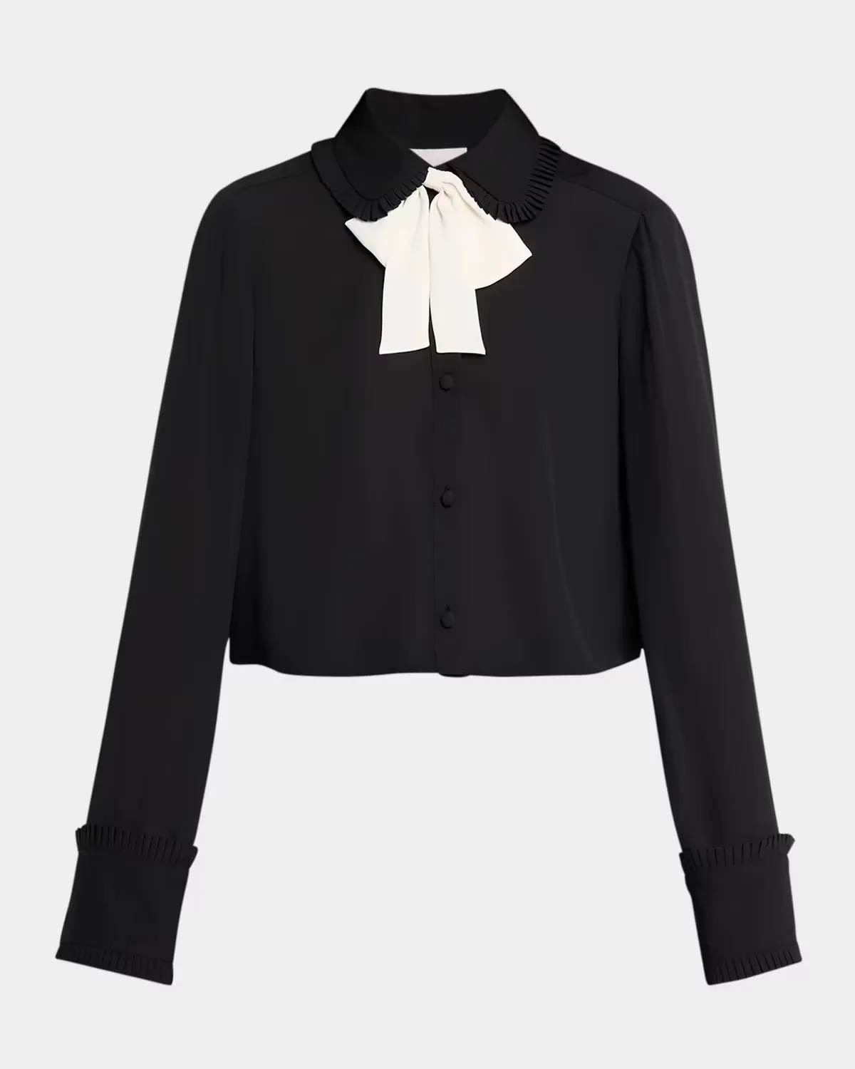 Zaida Neck-Tie Cropped Button-Front Shirt by Cinq  Sept