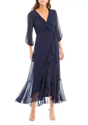 Mesh V-Neck Fit and Flare Dress by Maison Tara
