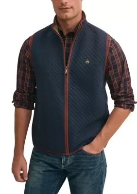 Cotton Blend Diamond-Quilted Vest by Brooks Brothers
