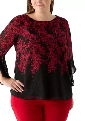 3/4 Sleeve Ruffle Sleeve Blouse by Kasper
