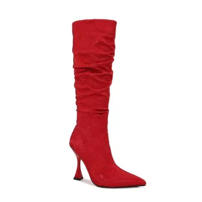 Rhiana Multi Rhinestone Slouchy Knee High Boot by Lady Couture
