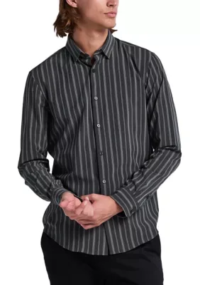 Striped Button-Down Long Sleeve Shirt by Perry Ellis