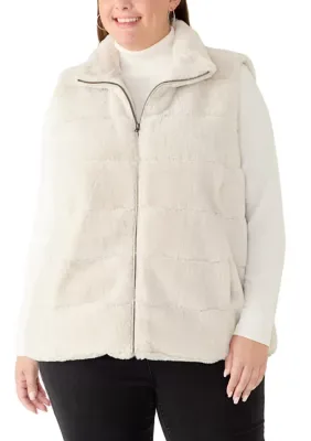 Sleeveless Faux Fur Zip Front Vest by Philosophy