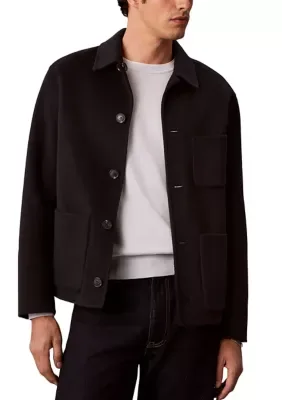Double-Faced Wool Blend Reversible Chore Jacket by Calvin Klein