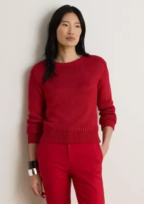 Petite Cotton-Blend Crewneck Sweater