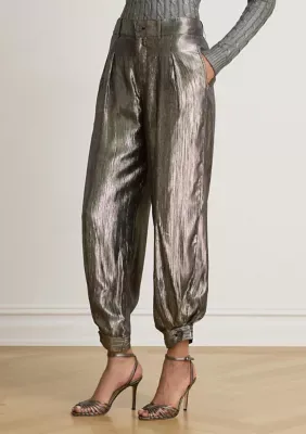 Paisley Metallic Crinkle Jogger Pants by Ralph Lauren