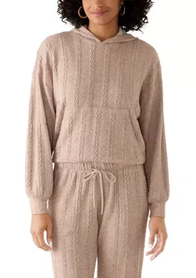 Long Sleeve Cable Hacci Knit Hoodie by Oak & Trellis