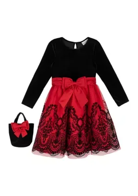Stretch Velvet Scroll Dress by Rare Editions