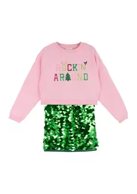 Rockin Around Holiday Popover Dress by Rare Editions