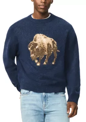 Wendor Buffalo Graphic Crew Neck Sweater by Buffalo David Bitton