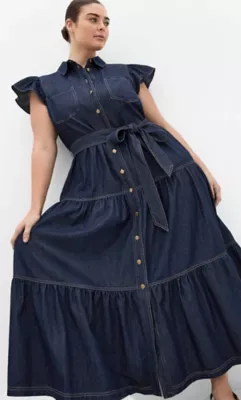 Kelsie Denim Maxi Dress by City Chic