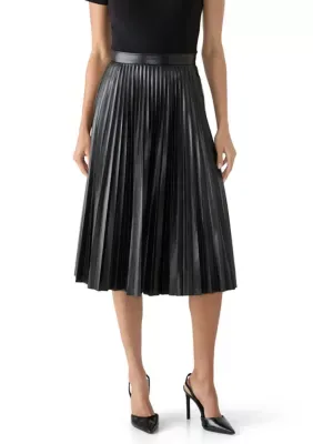 Faux Leather Pleated Skirt