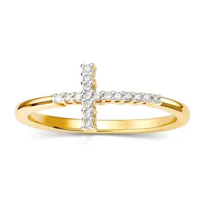 Sterling Silver Petite Diamond Cross Ring