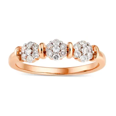 Sterling Silver Diamond Floral Ring - 1/3 TDW