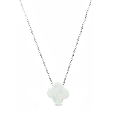 Sterling Silver Opal Clover Necklace