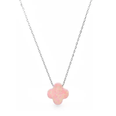 Sterling Silver Opal Clover Necklace