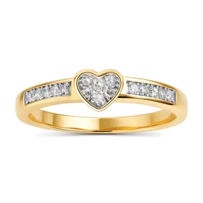 Sterling Silver Petite Diamond Heart Ring - 1/6 TDW