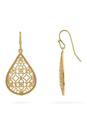 Fine Plated Polished Pear-Shaped Filigree Mesh Pattern Drop Earrings by Belk Silverworks