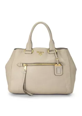 Prada Vitello Daino Shopping Satchel Pomice by What Goes Around Comes Around