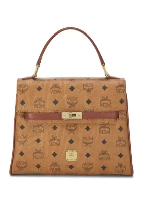 MCM Visetos Mini Heritage Top Handle Satchel Cognac by What Goes Around Comes Around