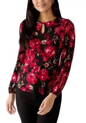 Floral Keyhole Raglan Top