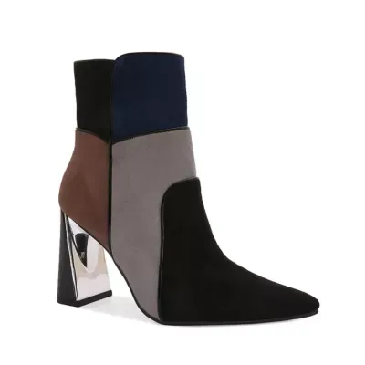 Fina Multi Color Patchwork Suede Ankle Bootie by Ninety Union