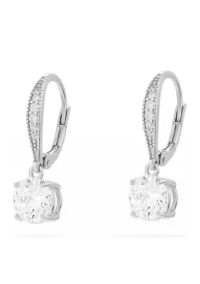 Fine Plated Pavé Cubic Zirconia Lever Back Drop Earrings