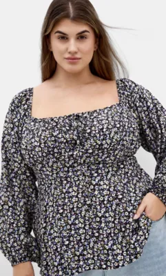 Gigi Long Sleeve Daisy Print Top by City Chic