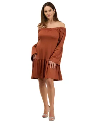 Elevate Off the Shoulder Bell Sleeve Mini Dress