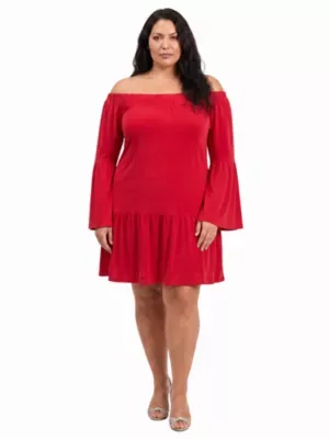 Elevate Curvy Off the Shoulder Bell Sleeve Mini Dress