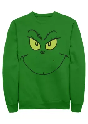 The Grinch Grinch Face Graphic Crew Fleece Sweatshirt